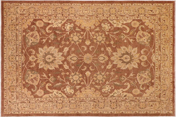 handmade Traditional Lahore Brown Dark Tan Hand Knotted RECTANGLE 100% WOOL area rug 10 x 13